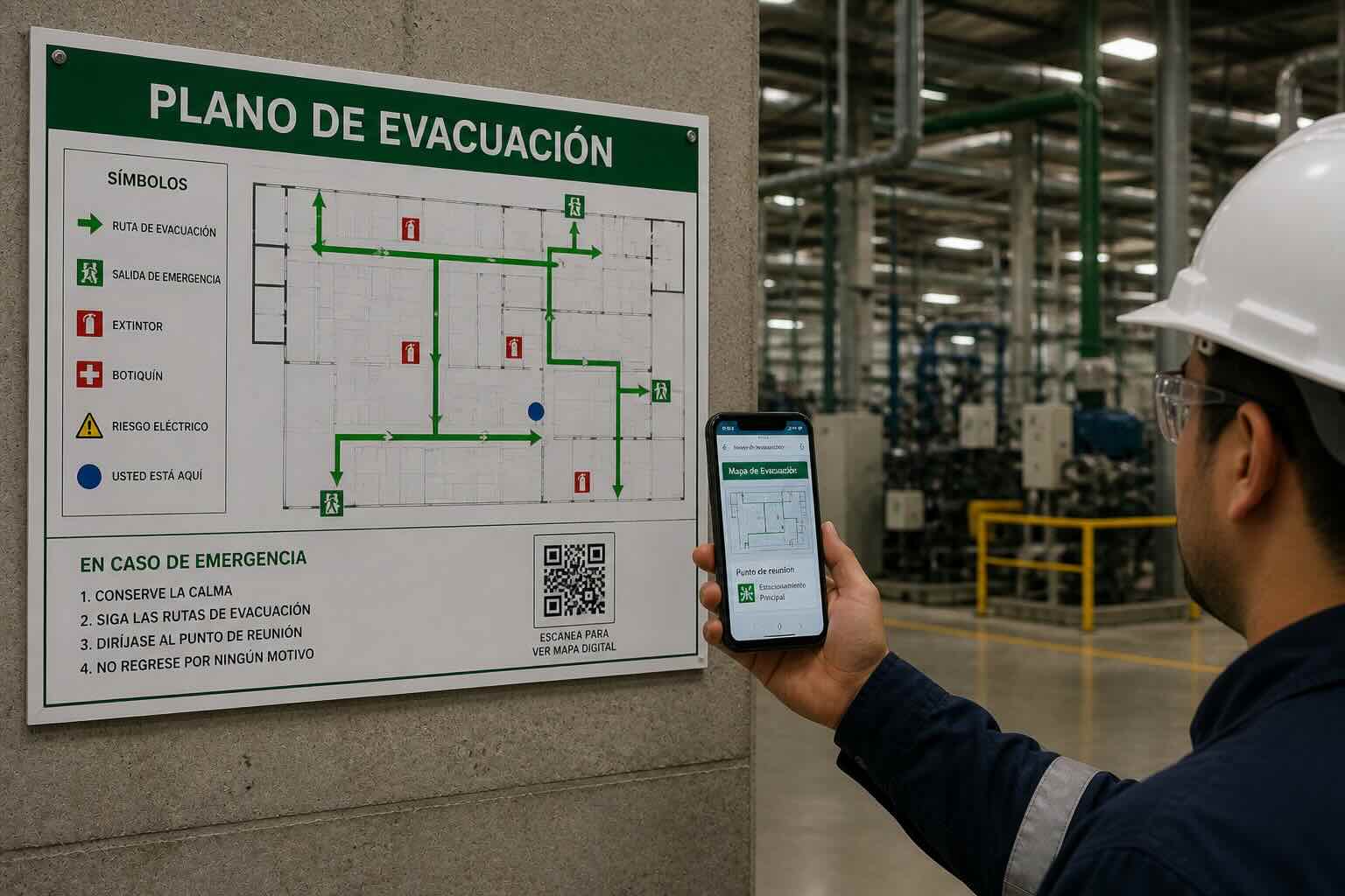 Mapas de evacuación con QR
